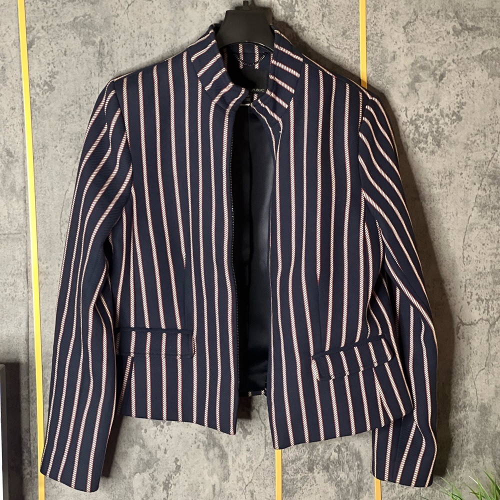 Banana Republic Navy and Pink Striped Blazer